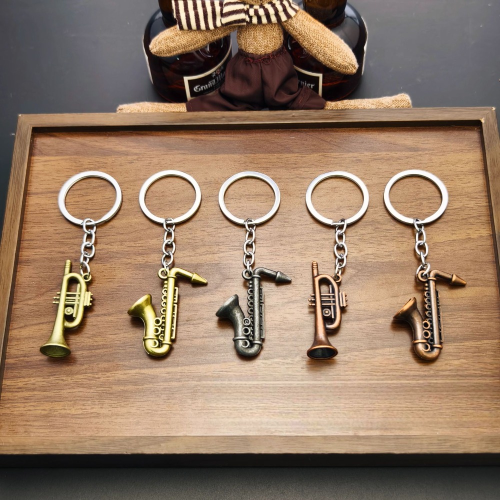 Musical Instrument Saxophone - Retro Mini Saxophone Car Keychain Metal
